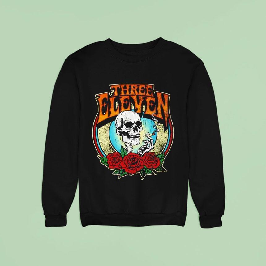 Three Eleven Smoking Skull Raglan Deadhead Forever Graphic Shirt Three Eleven Smoking Skull Raglan Deadhead Forever Graphic Shirt