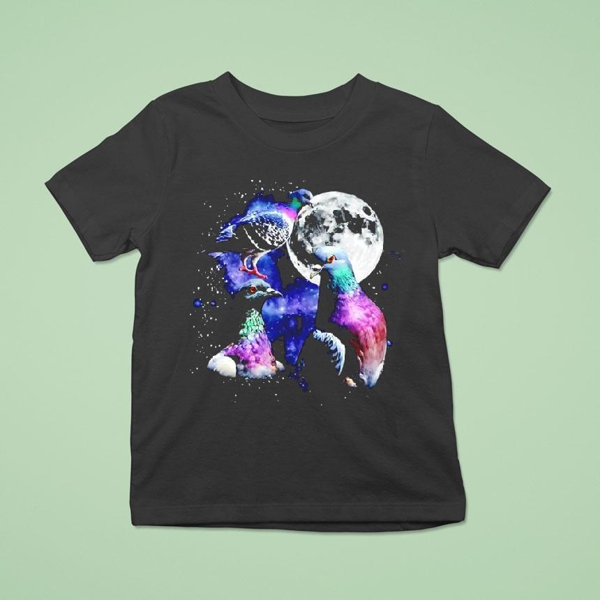 Three Pigeon Retro Moon Graphic Shirt