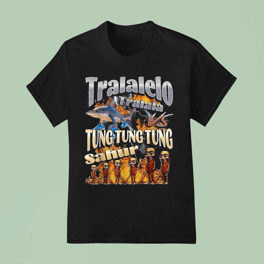 Tralalelo Vs Tung Tung Tung Sahur Italian Brainrot Meme Shirt