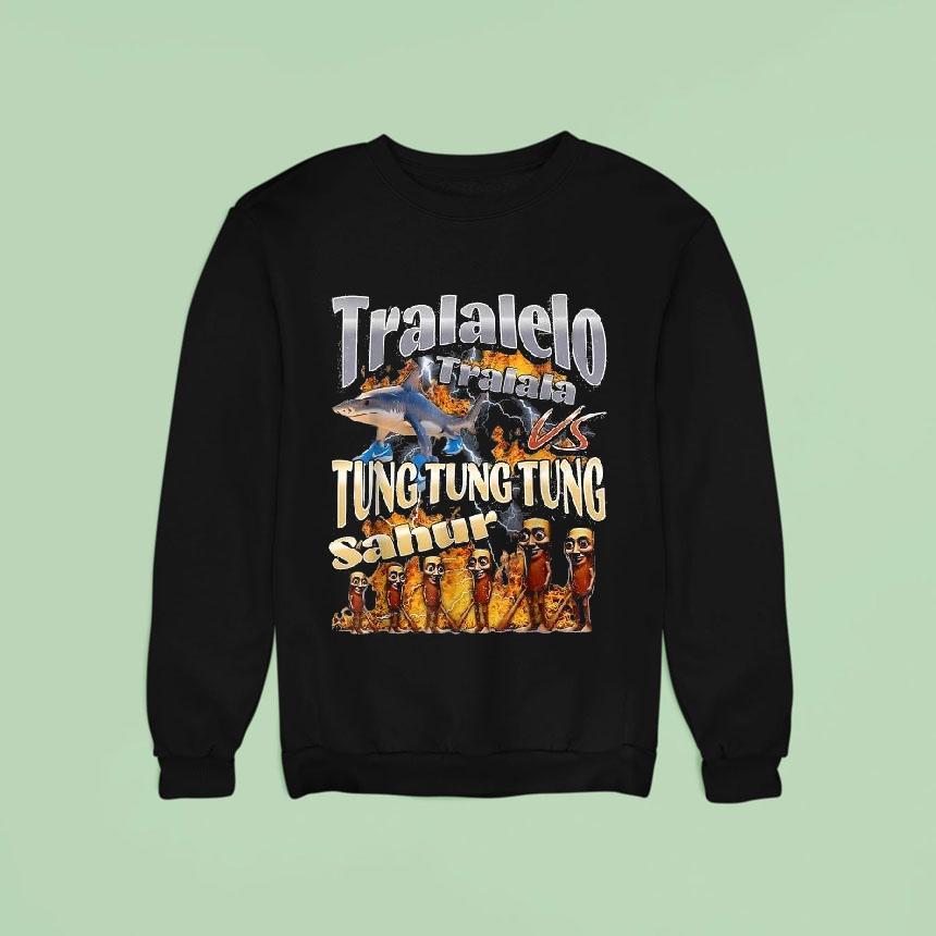 Tralalelo Vs Tung Tung Tung Sahur Italian Brainrot Meme Shirt Tralalelo Vs Tung Tung Tung Sahur Italian Brainrot Meme Shirt