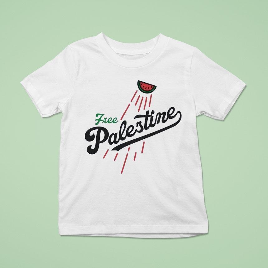 Watermelon Free Palestine Style Los Angeles Dodgers Logo Shirt