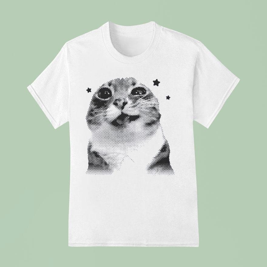 Y2k Retro Cat Meme Shirt