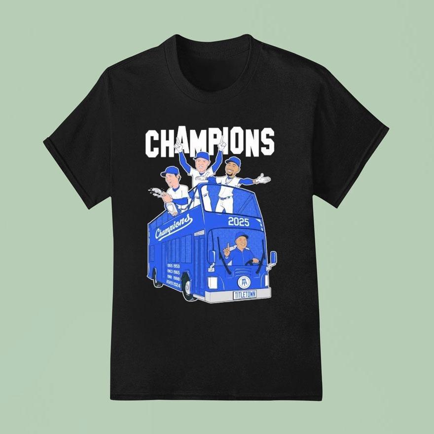 Yoshinobu Yamamoto Shohei Ohtani And Mookie Betts Los Angeles Dodgers 2025 Champions Shirt