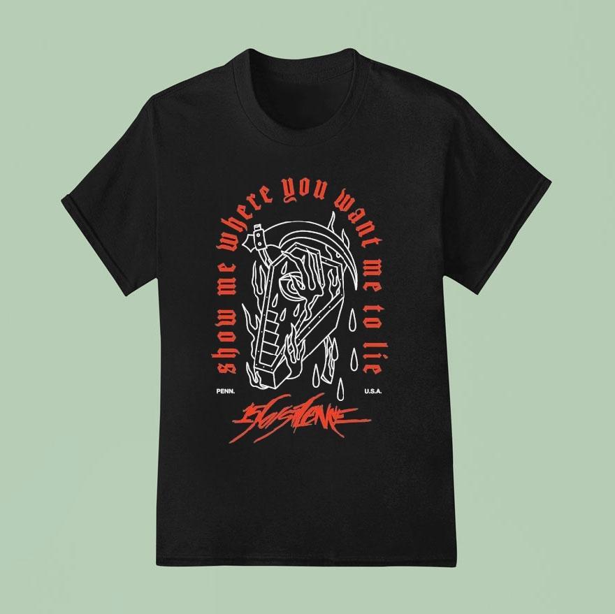 156 Silence Show Me Where You Want Me To Lie Penn Usa Grim Reaper Coffin Shirt