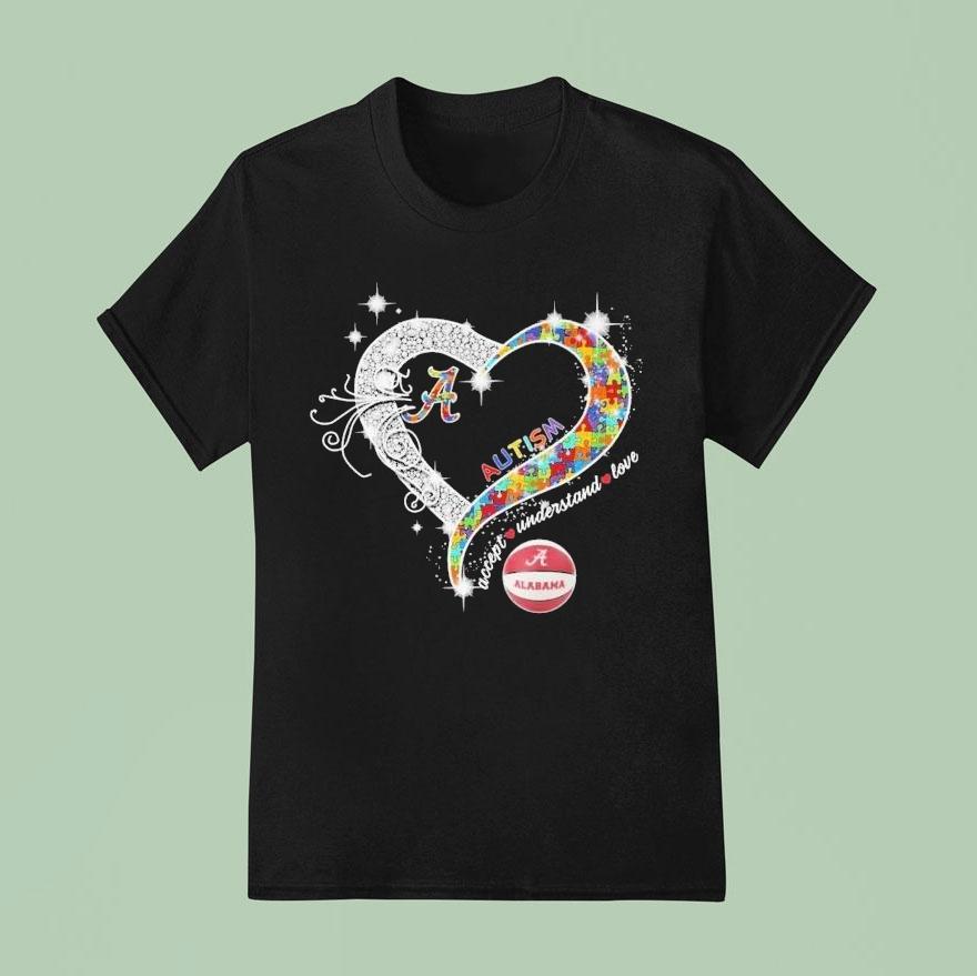 Alabama Crimson Tide Accept Understand Love Heart Crystal Shirt