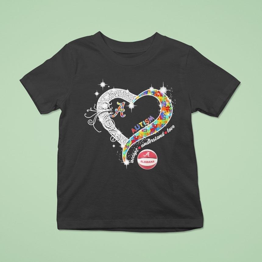 Alabama Crimson Tide Accept Understand Love Heart Crystal Shirt