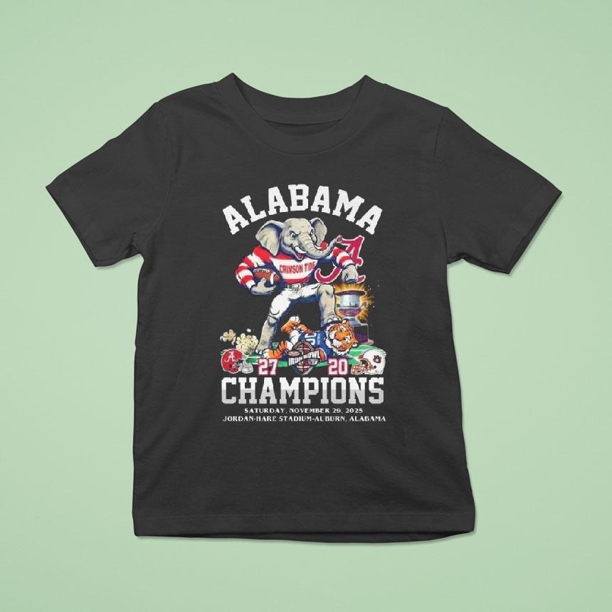 Alabama Crimson Tide Beat Lsu Tigers Iron Bowl 2025 Champions 27 20 Nov 29 2025 Mascot Shirt