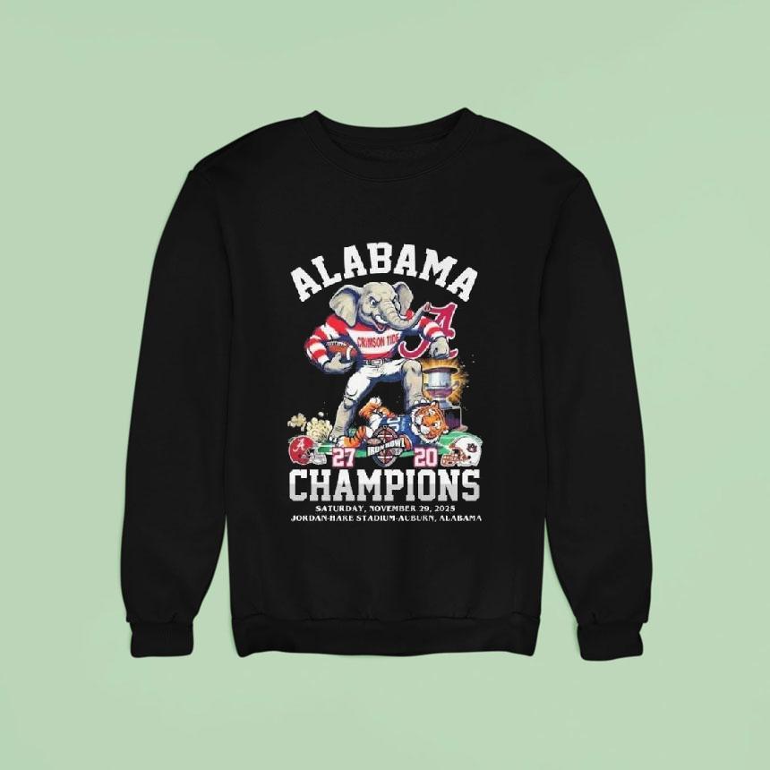 Alabama Crimson Tide Beat Lsu Tigers Iron Bowl 2025 Champions 27 20 Nov 29 2025 Mascot Shirt Alabama Crimson Tide Beat Lsu Tigers Iron Bowl 2025 Champions 27 20 Nov 29 2025 Mascot Shirt