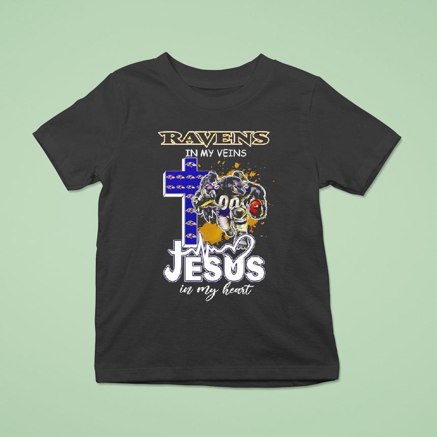 Baltimore Ravens Mascot In My Veins Jesus In My Heart Shirt