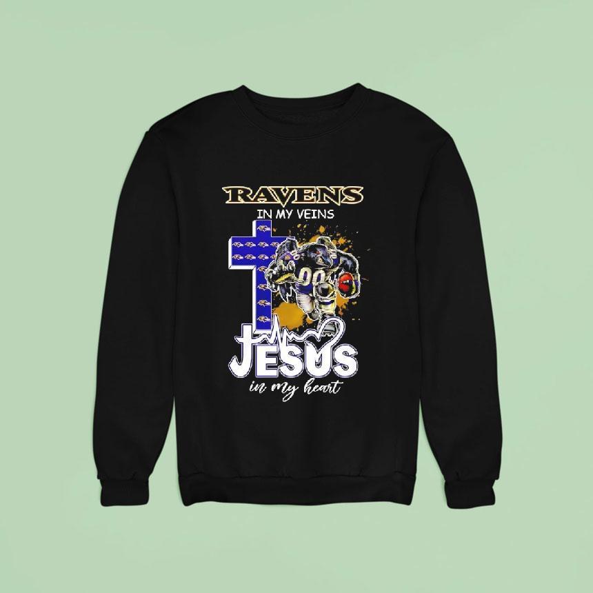 Baltimore Ravens Mascot In My Veins Jesus In My Heart Shirt Baltimore Ravens Mascot In My Veins Jesus In My Heart Shirt
