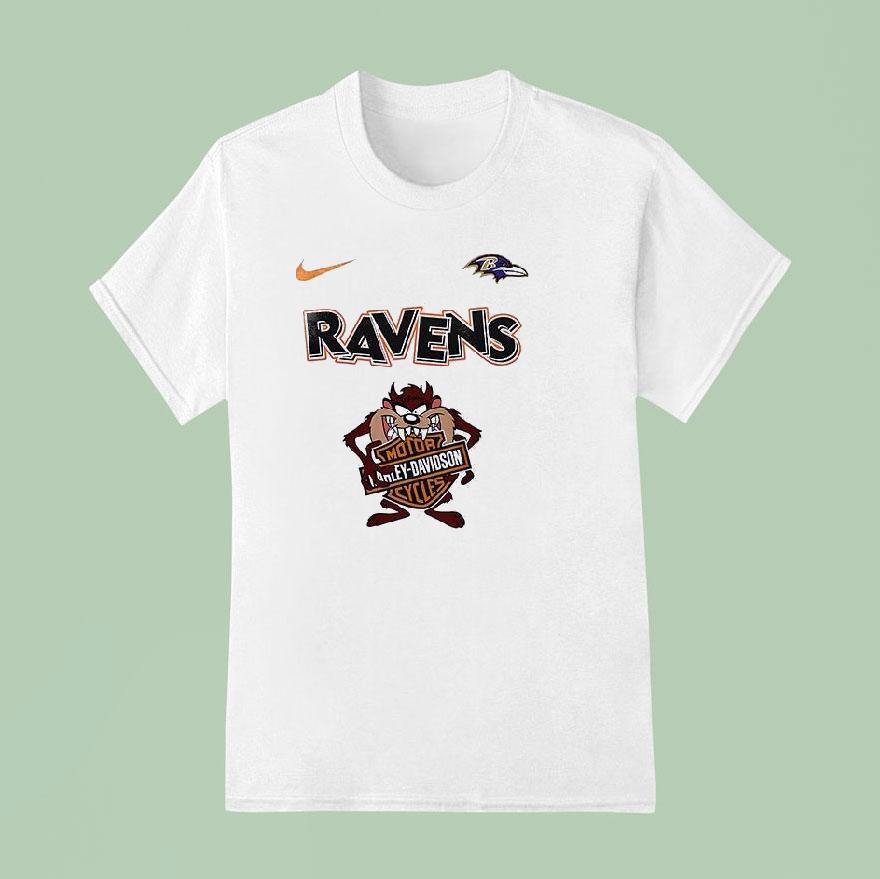 Baltimore Ravens X Taz Looney Tunes Harley Davidson Shirt