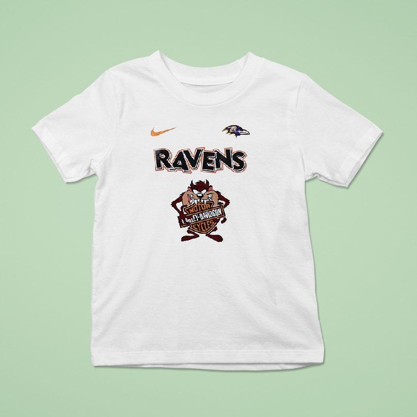 Baltimore Ravens X Taz Looney Tunes Harley Davidson Shirt