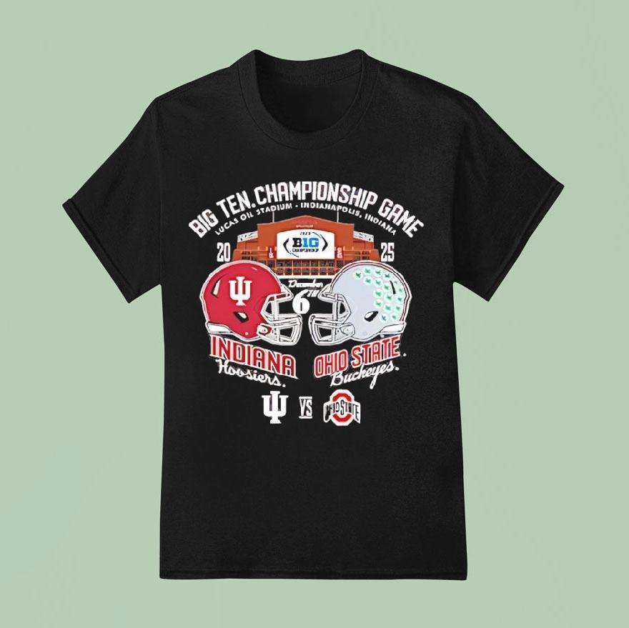 Big Ten Championship Game Indiana Hoosiers Vs Ohio State Buckeyes 2025 Helmets Shirt