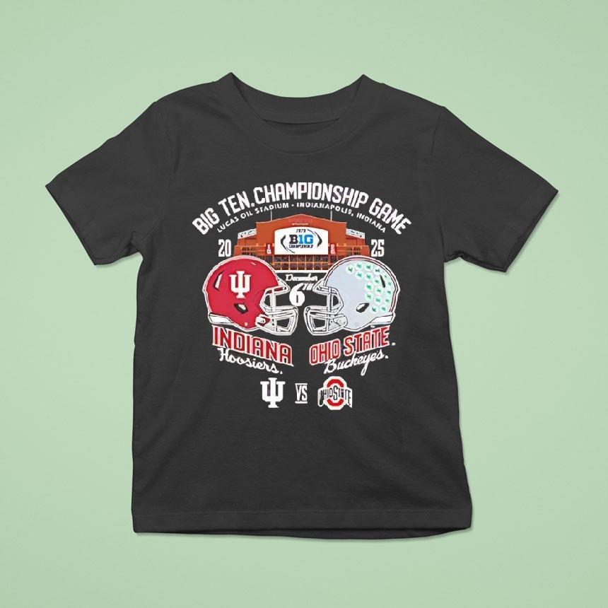 Big Ten Championship Game Indiana Hoosiers Vs Ohio State Buckeyes 2025 Helmets Shirt