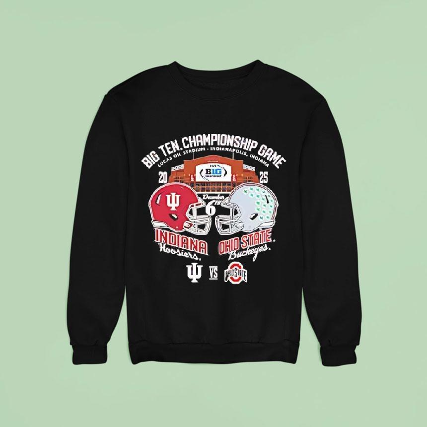 Big Ten Championship Game Indiana Hoosiers Vs Ohio State Buckeyes 2025 Helmets Shirt Big Ten Championship Game Indiana Hoosiers Vs Ohio State Buckeyes 2025 Helmets Shirt