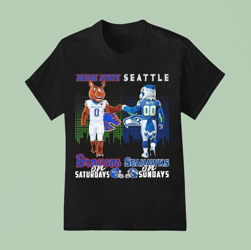 Boise State Broncos On Saturdays X Seattle Seahawks On Sundays Mascot Shirt
