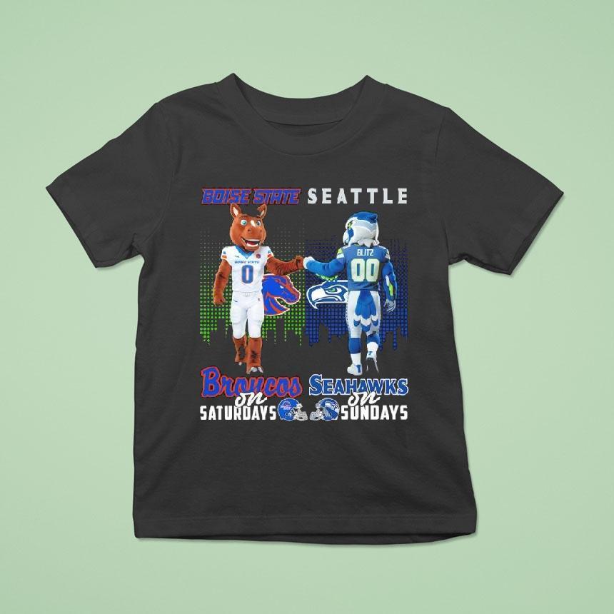 Boise State Broncos On Saturdays X Seattle Seahawks On Sundays Mascot Shirt