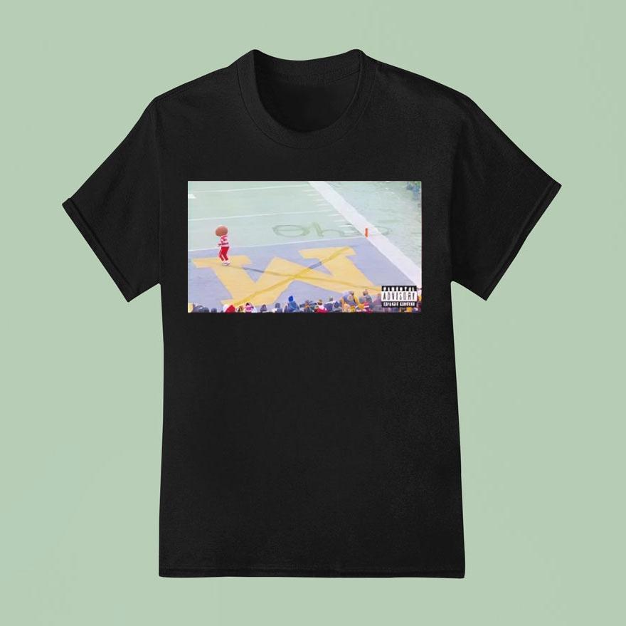 Brutus Buckeye Dancing On Michigan Wolverines Logo Photo Shirt