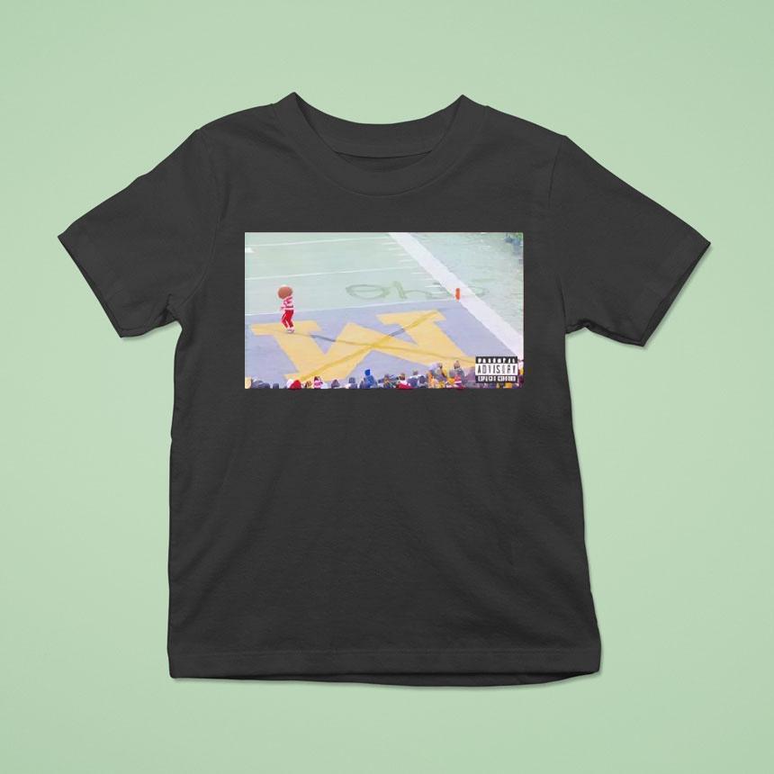Brutus Buckeye Dancing On Michigan Wolverines Logo Photo Shirt