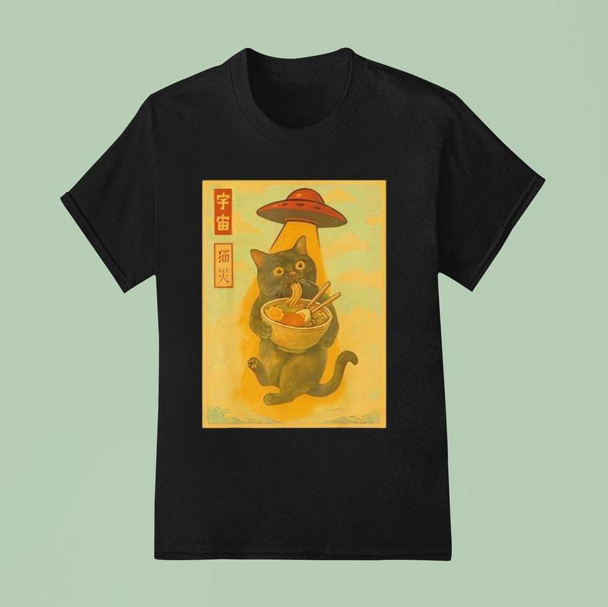 Cat Ramen Ufo Japanese Anime Shirt