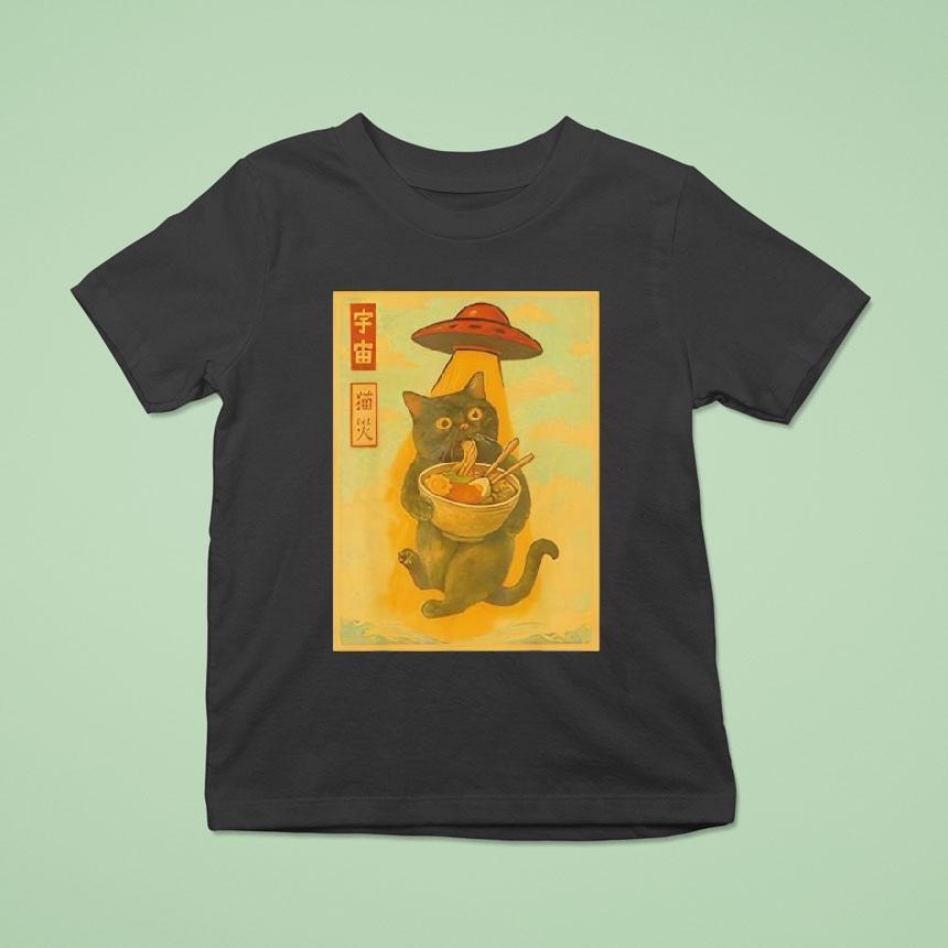 Cat Ramen Ufo Japanese Anime Shirt