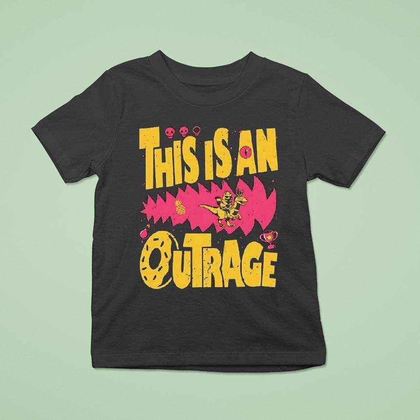 Cat Riding Dinosaur This Is An Outrage Shirt