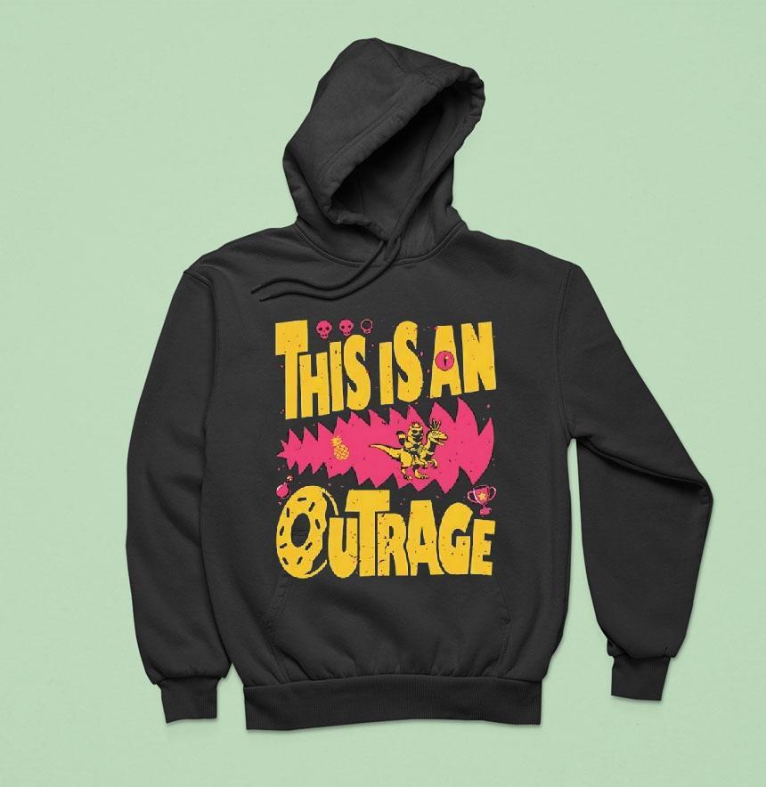 Cat Riding Dinosaur This Is An Outrage Shirt Cat Riding Dinosaur This Is An Outrage Shirt