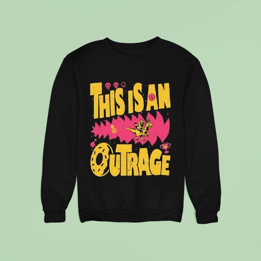 Cat Riding Dinosaur This Is An Outrage Shirt Cat Riding Dinosaur This Is An Outrage Shirt