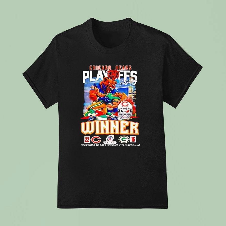 Chicago Bears 2025 Playoffs Winner 22 16 Green Bay Packers Mascot Shirt
