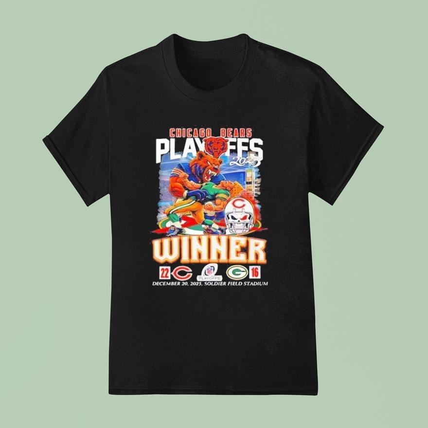 Chicago Bears Victory Green Bay Packers 2025 Playoffs Winner 22-16 Mascot Shirt