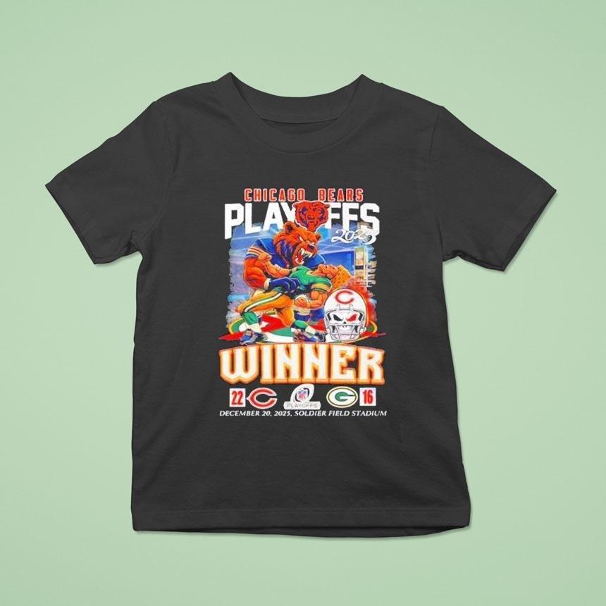 Chicago Bears Victory Green Bay Packers 2025 Playoffs Winner 22-16 Mascot Shirt