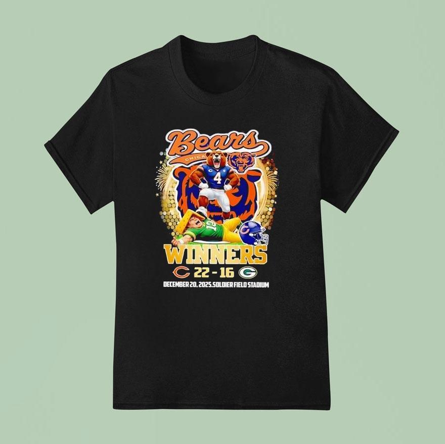 Chicago Bears Winners 22 16 Score Green Bay Packers 2025 Nfl Shirt