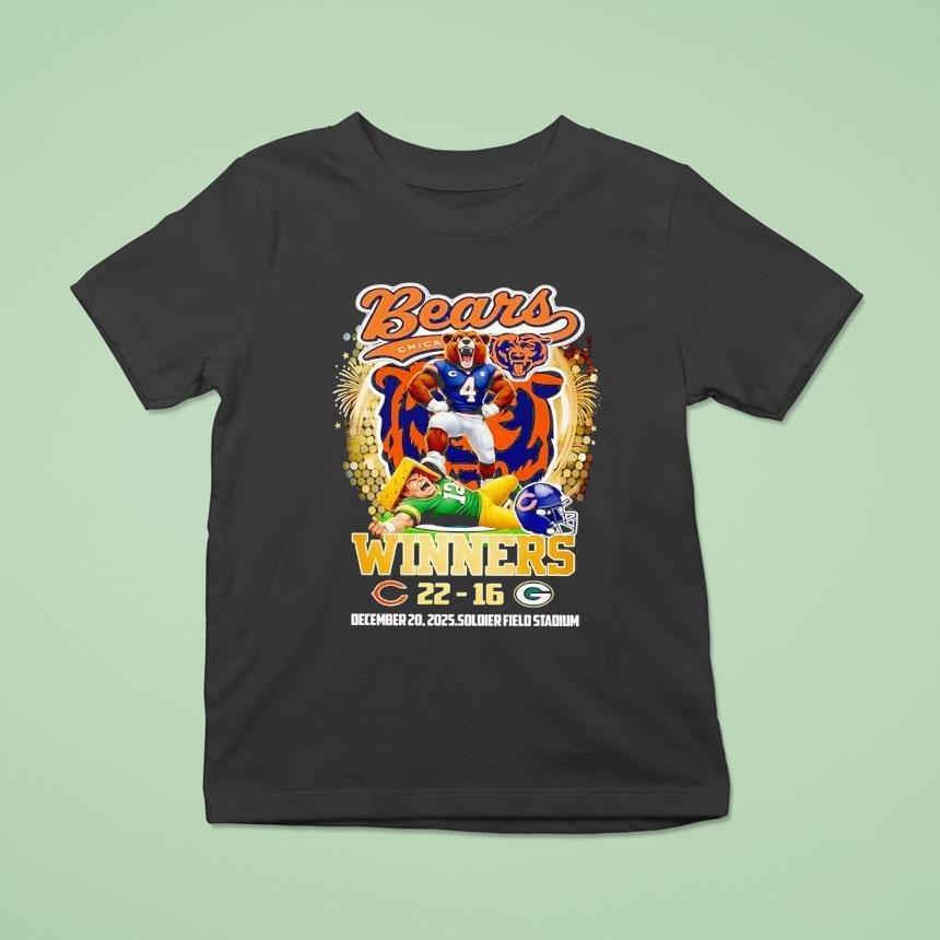 Chicago Bears Winners 22 16 Score Green Bay Packers 2025 Nfl Shirt
