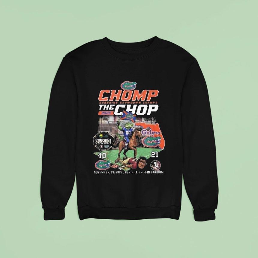 Chomp Sunshine Snowdown Champs The Chop 2025 40-21 Mascot Shirt Chomp Sunshine Snowdown Champs The Chop 2025 40-21 Mascot Shirt
