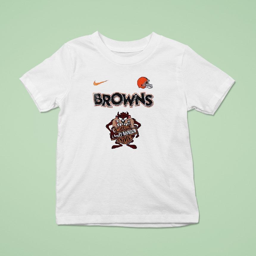 Cleveland Browns X Taz Looney Tunes Harley Davidson Shirt