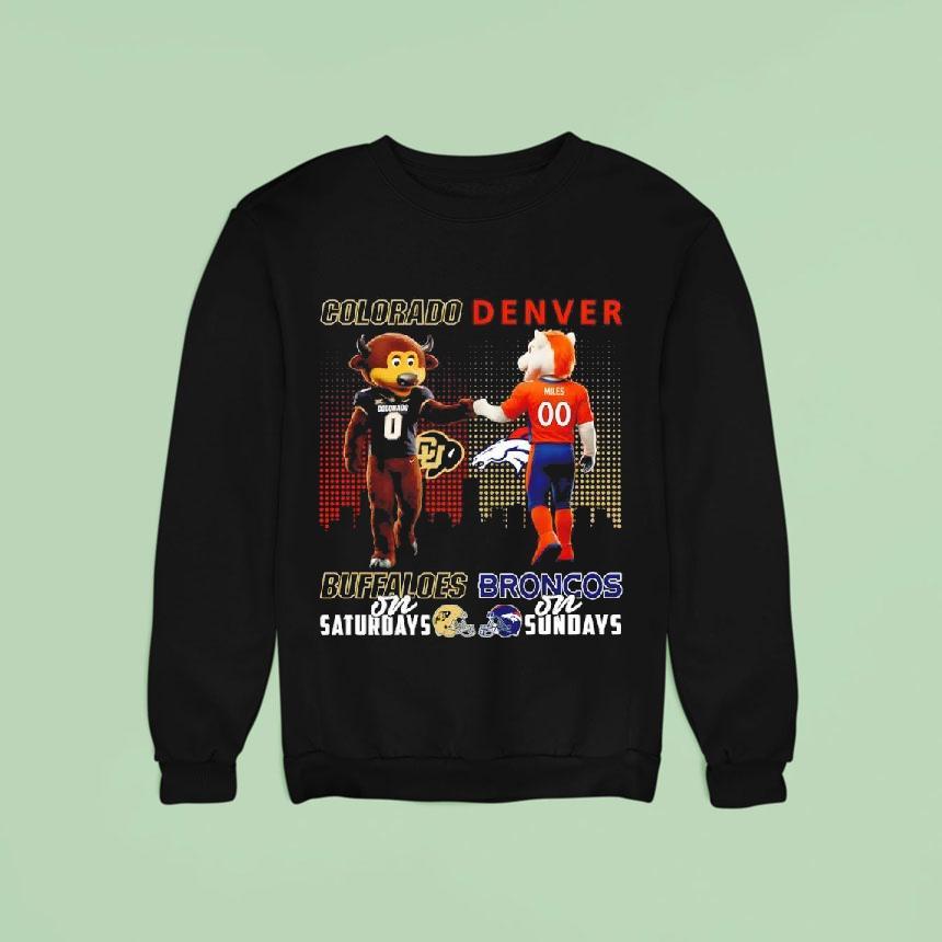 Colorado Buffaloes On Saturdays X Denver Broncos On Sundays Mascot Shirt Colorado Buffaloes On Saturdays X Denver Broncos On Sundays Mascot Shirt