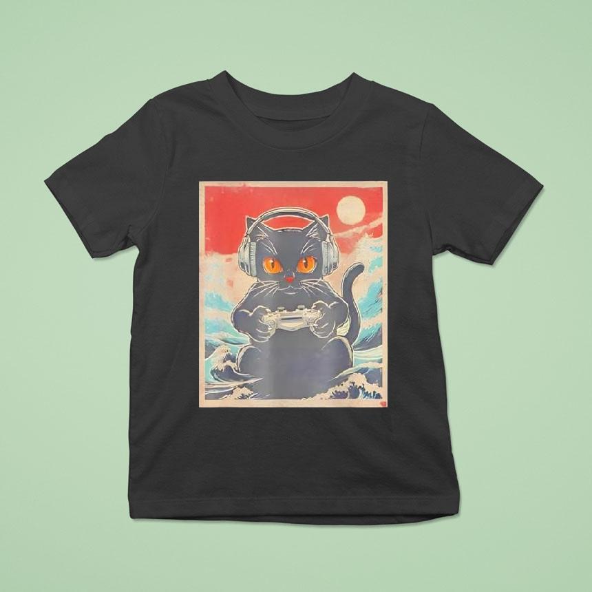 Cute Anime Gamer Kawaii Cat Japanese Gaming Shirt