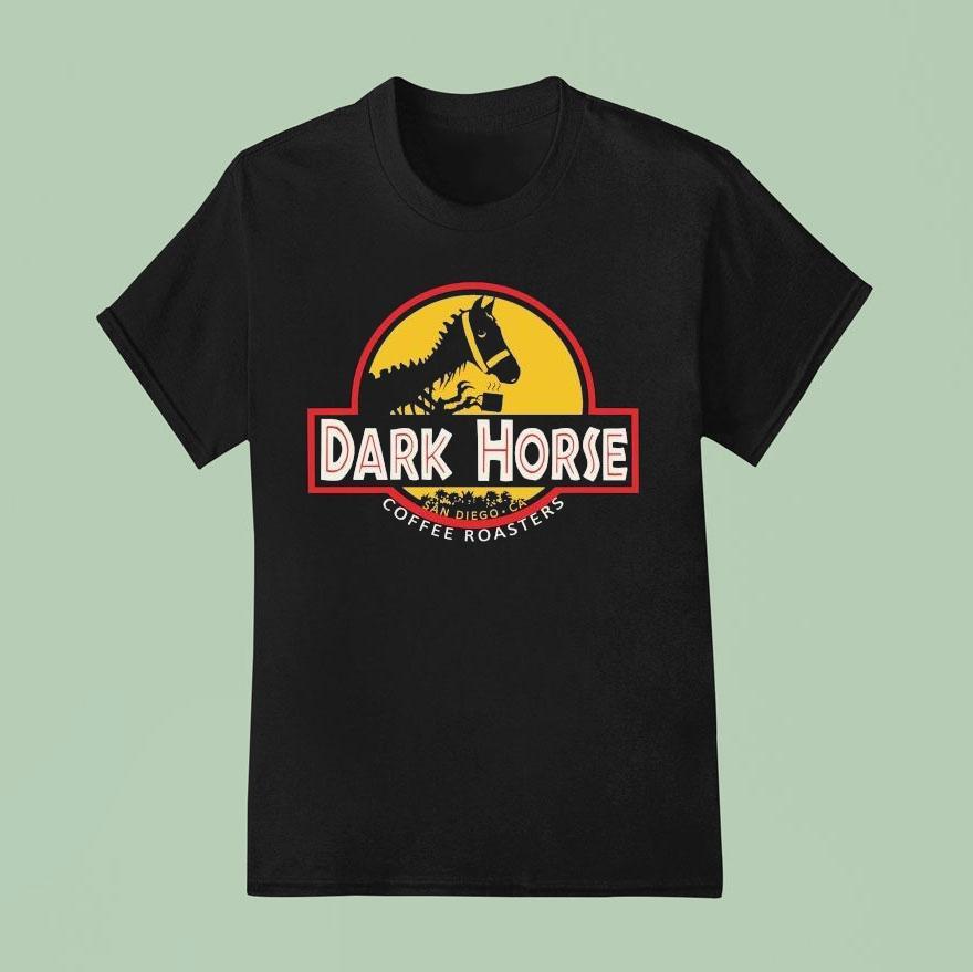 Dark Horse Coffee Roasters Jurassic San Diego Ca Horse Shirt