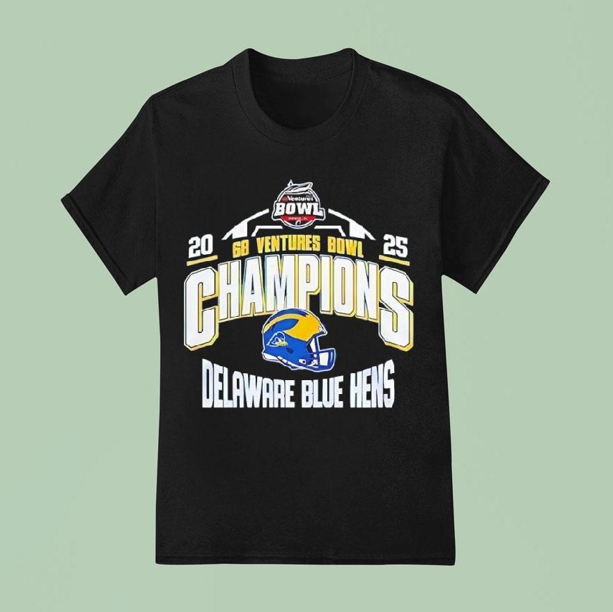 Delaware Blue Hens 68 Ventures Bowl Champions 2025 Helmet Shirt