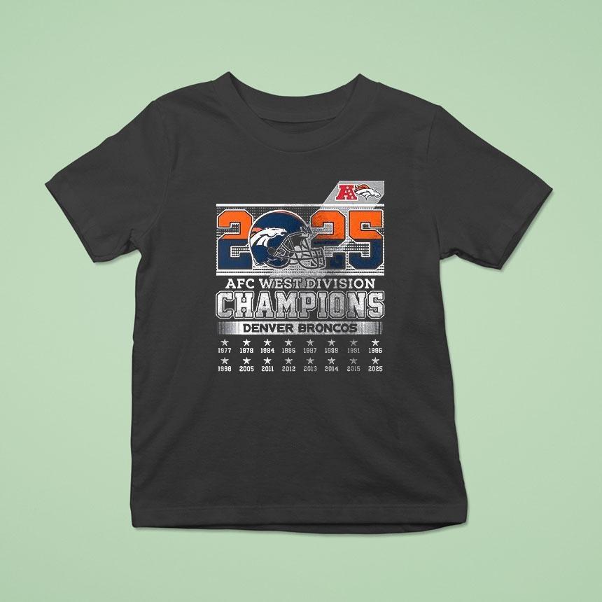 Denver Broncos 2025 Afc West Division Champions Helmet Name Roster Shirt