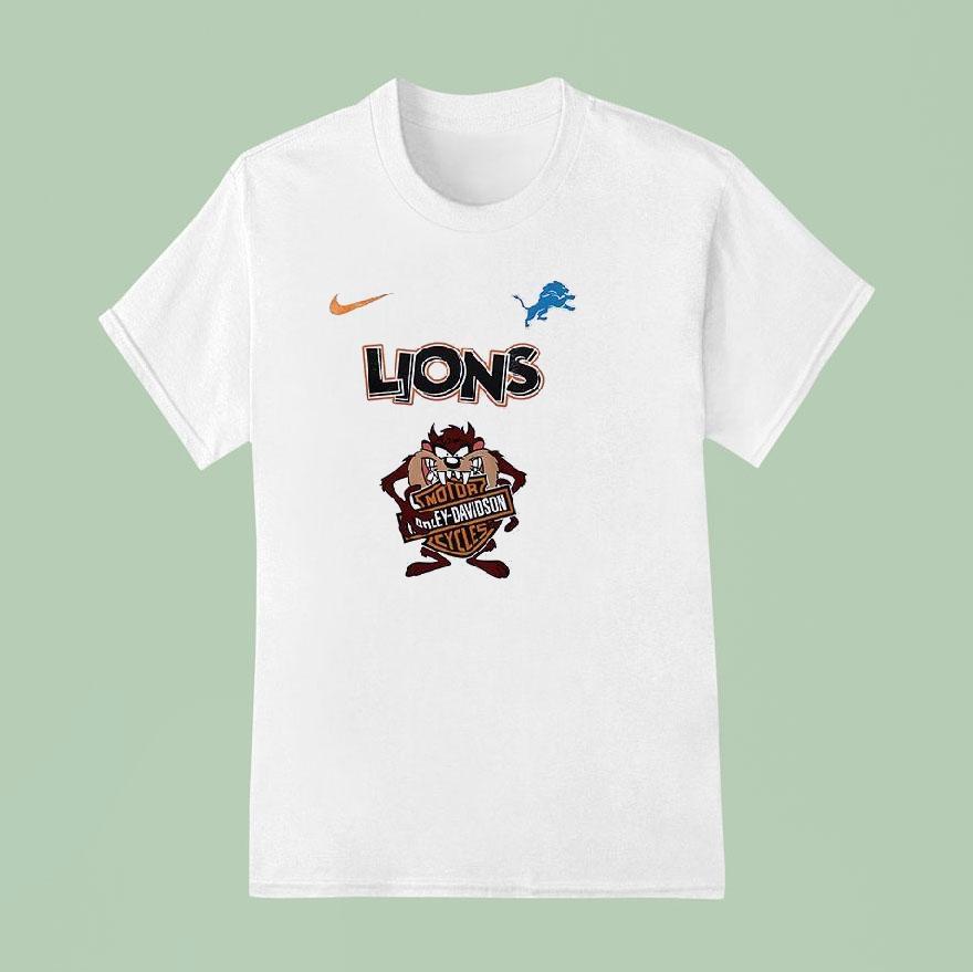 Detroit Lions X Taz Looney Tunes Harley Davidson Shirt