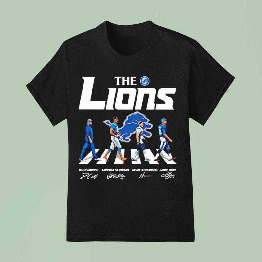 Detroit Ls The Lions With Abbey Road Players Signatures Shirt