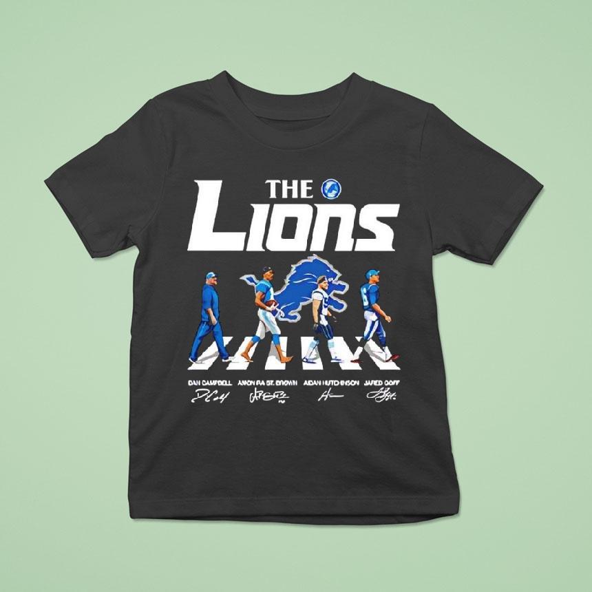 Detroit Ls The Lions With Abbey Road Players Signatures Shirt
