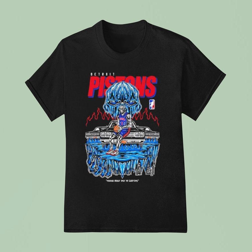Detroit Pistons Icy Skull Car Graphic Shirt