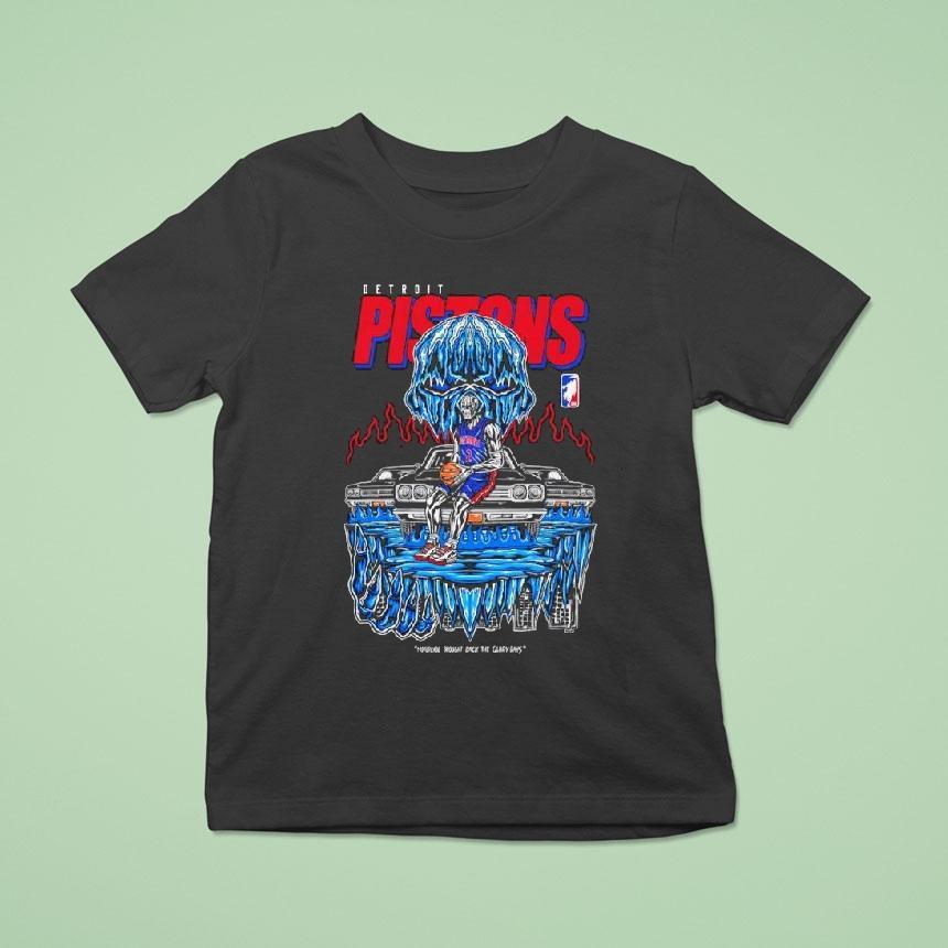 Detroit Pistons Icy Skull Car Graphic Shirt