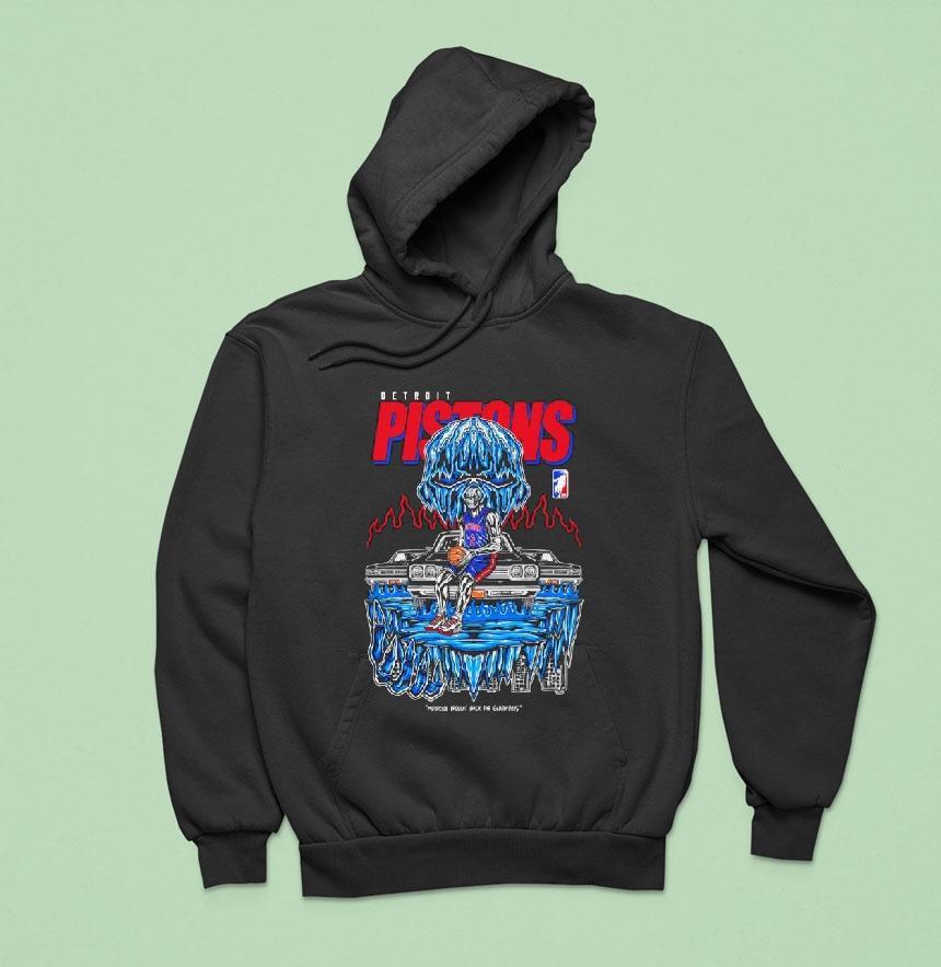 Detroit Pistons Icy Skull Car Graphic Shirt Detroit Pistons Icy Skull Car Graphic Shirt