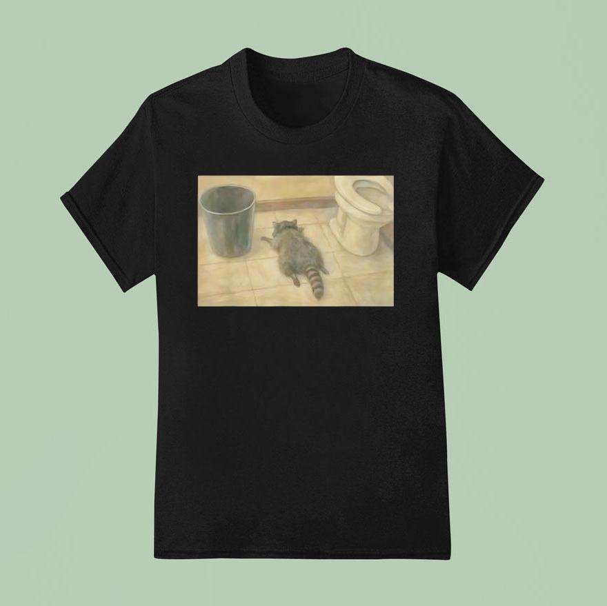 Drunk Raccoon Passes Out In Bathroom Meme Shirt