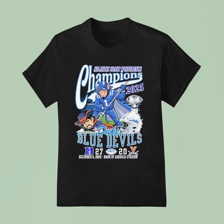 Duke Blue Devils Victory Stomp Virginia Cavaliers Atlantic Coast Conference Champions 2025 Mascot Shirt