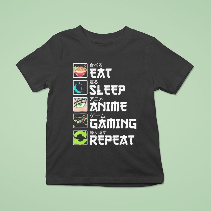 Eat Sleep Anime Gaming Repeat Gamer Shirt