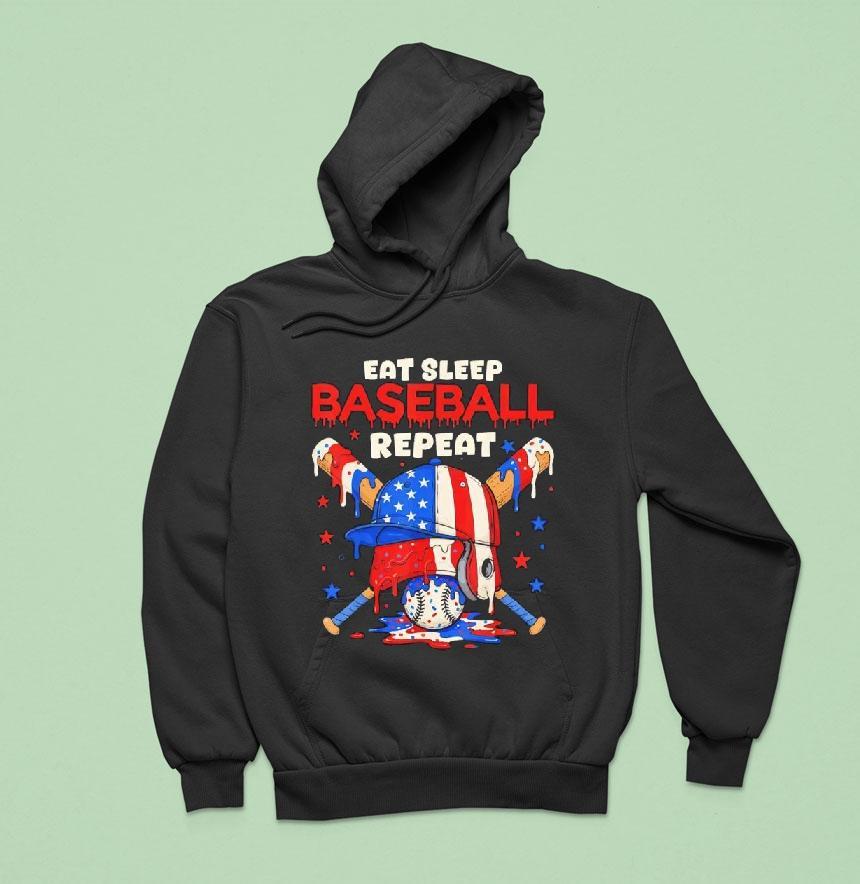 Eat Sleep Baseball Repeat Funny Ice Cream Drip Crossed Bats Shirt Eat Sleep Baseball Repeat Funny Ice Cream Drip Crossed Bats Shirt